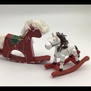 2 Reindeer or Rocking Horses Christmas Ornaments